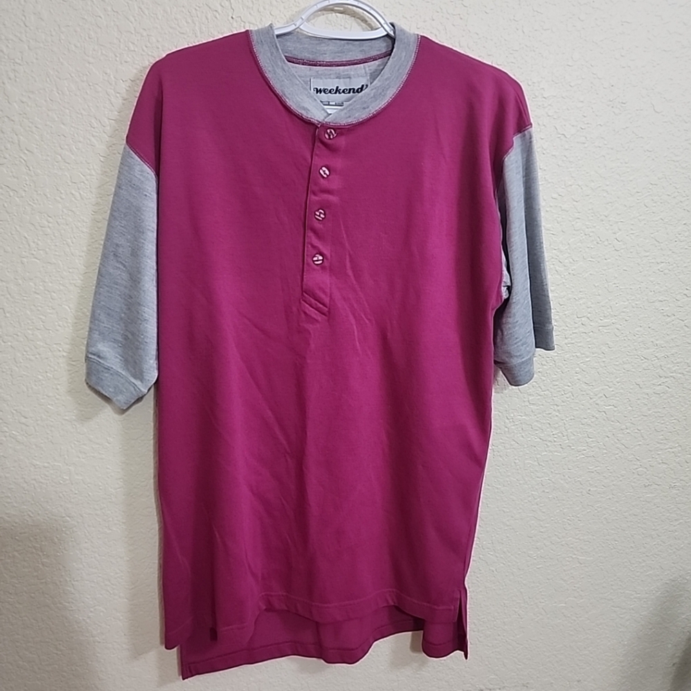 WEEKENDS T-shirt Block Color Pink/Gray Men's Size Small.
